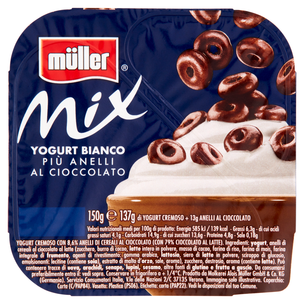 Mix Yogurt Bianco Più Anelli Al Cioccolato 150 G
