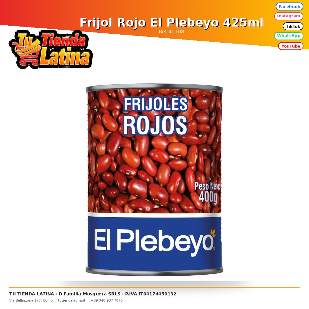 Frijol Rojo El Plebeyo 425ml