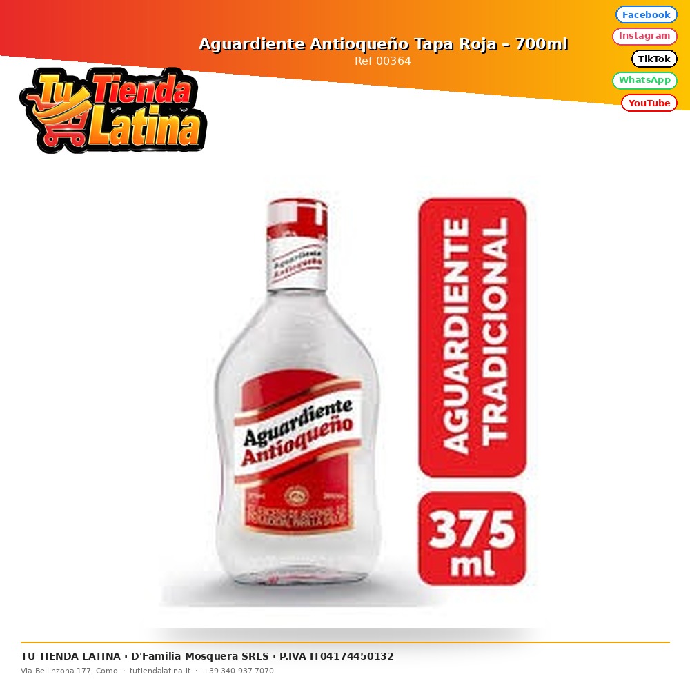 Aguardiente Antioqueño Tapa Roja – 700ml