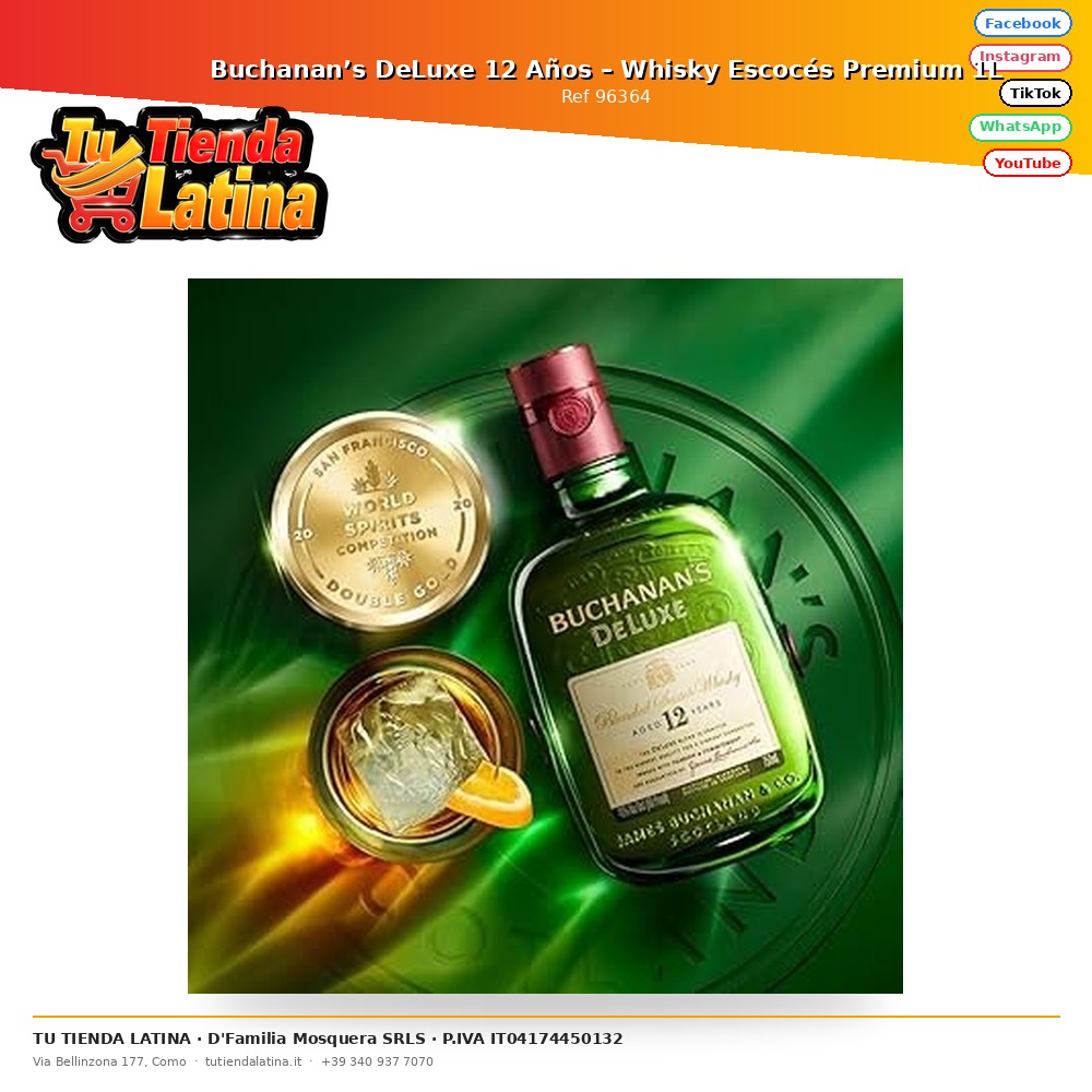 Buchanan’s DeLuxe 12 Años – Whisky Escocés Premium 1L