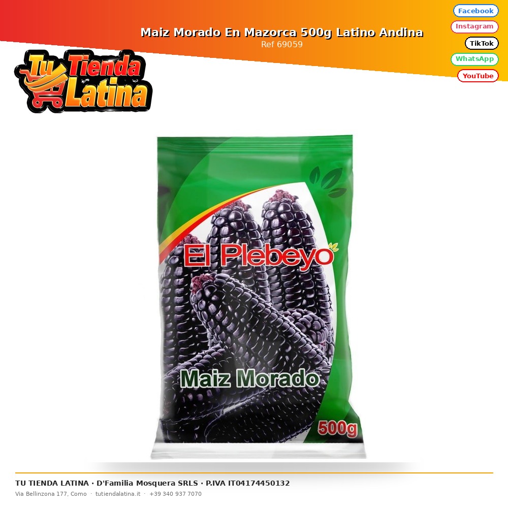 Maiz Morado En Mazorca 500g Latino Andina