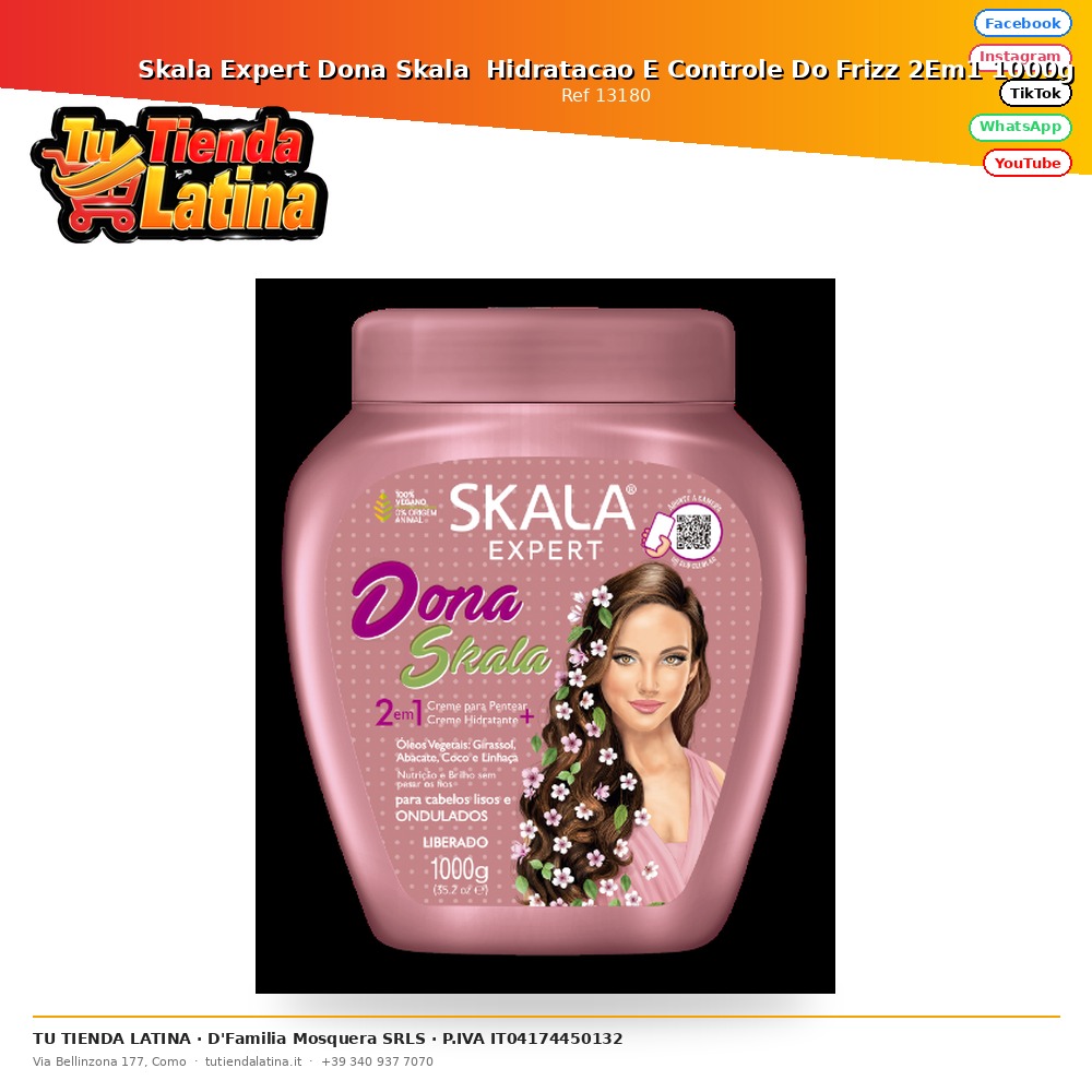 Skala Expert Dona Skala  Hidratacao E Controle Do Frizz 2Em1 1000g