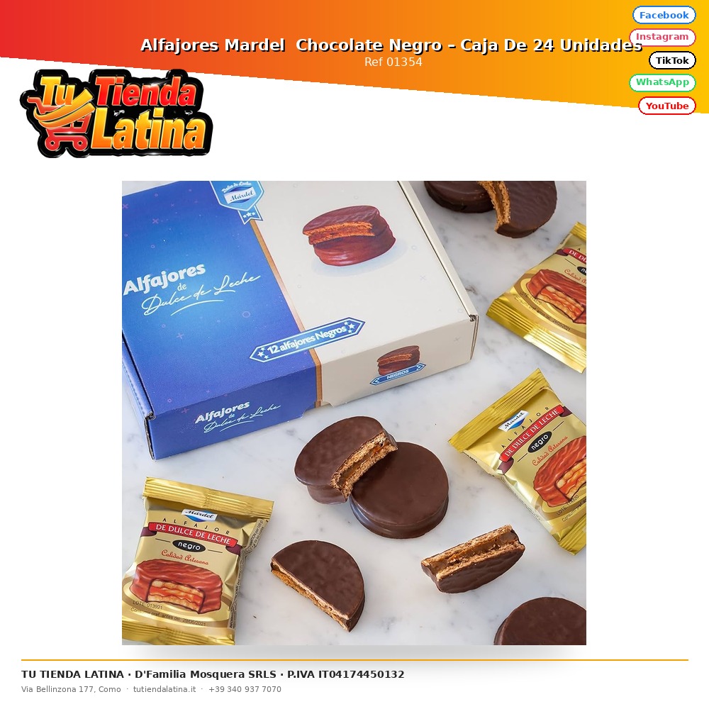 Alfajores Mardel Cioccolato Fondente – Scatola da 24 Unità