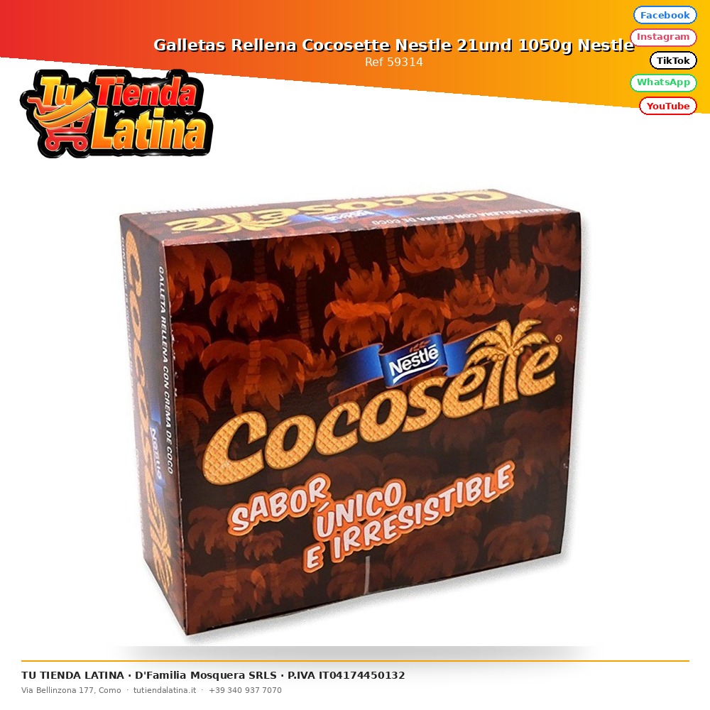 Nestle Cocosette Stuffed Cookies 21 units 1050g Nestle