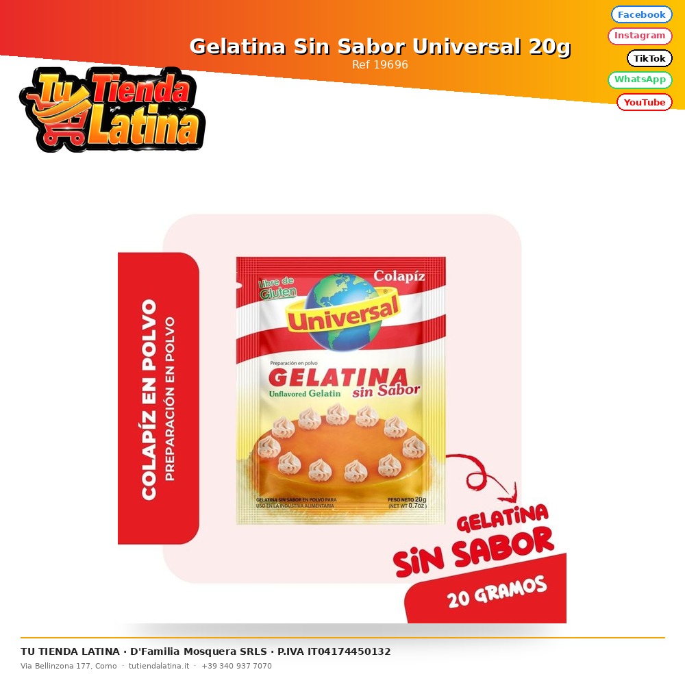 Gelatina Sin Sabor Universal 20g