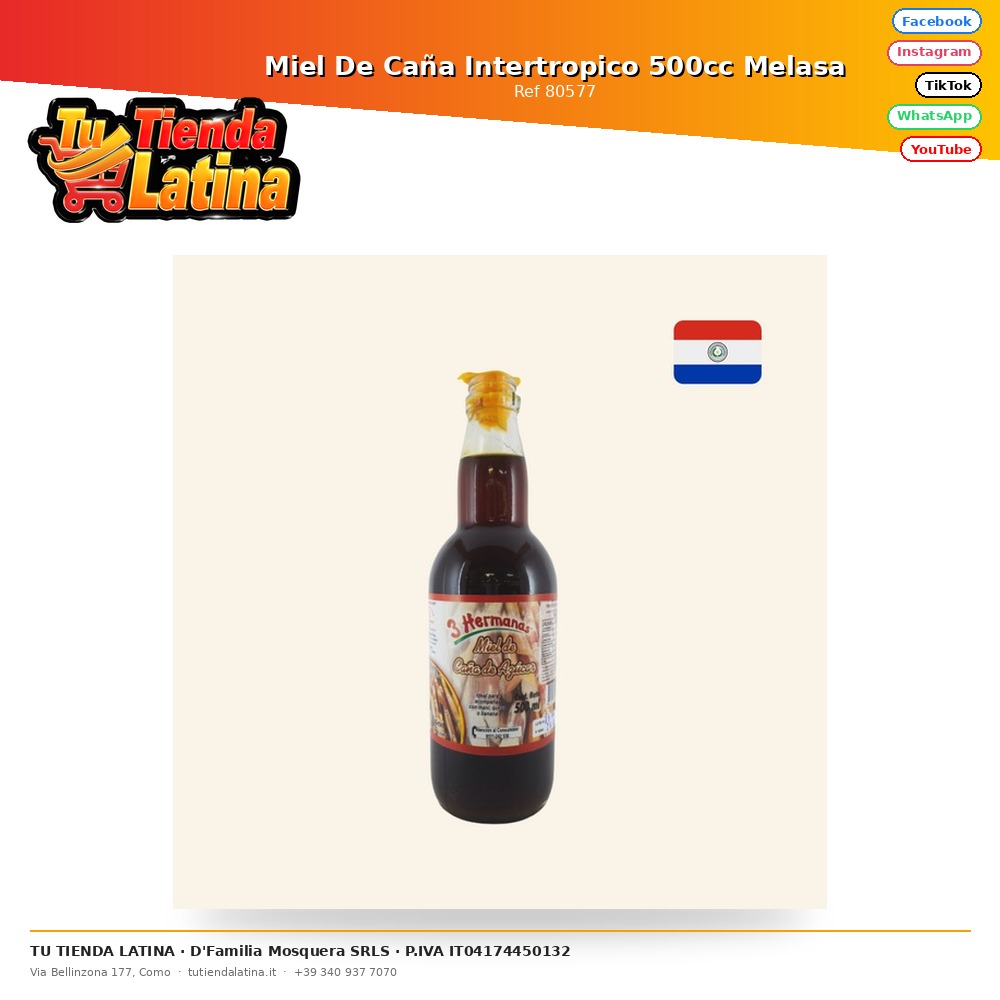 Miel De Caña Intertropico 500cc Melasa
