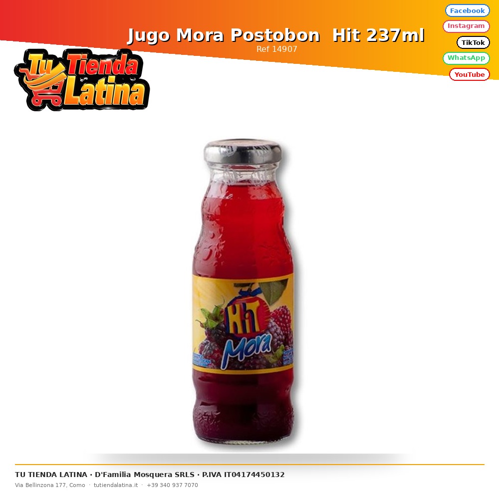 Postobon Hit Succo Di Mora 237ml