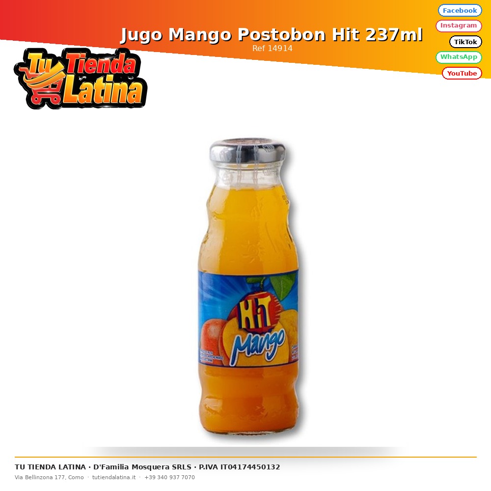 Postobon Hit Mango Juice 237ml