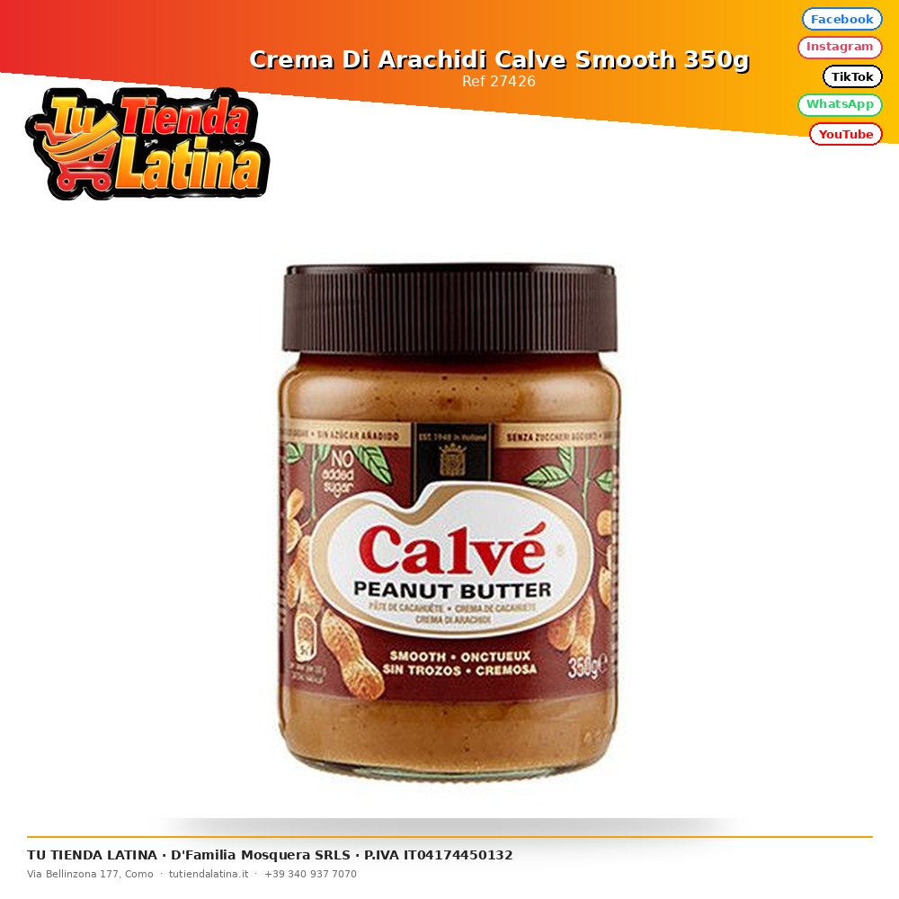 Crema De Mani Molido Calve Smooth 350g
