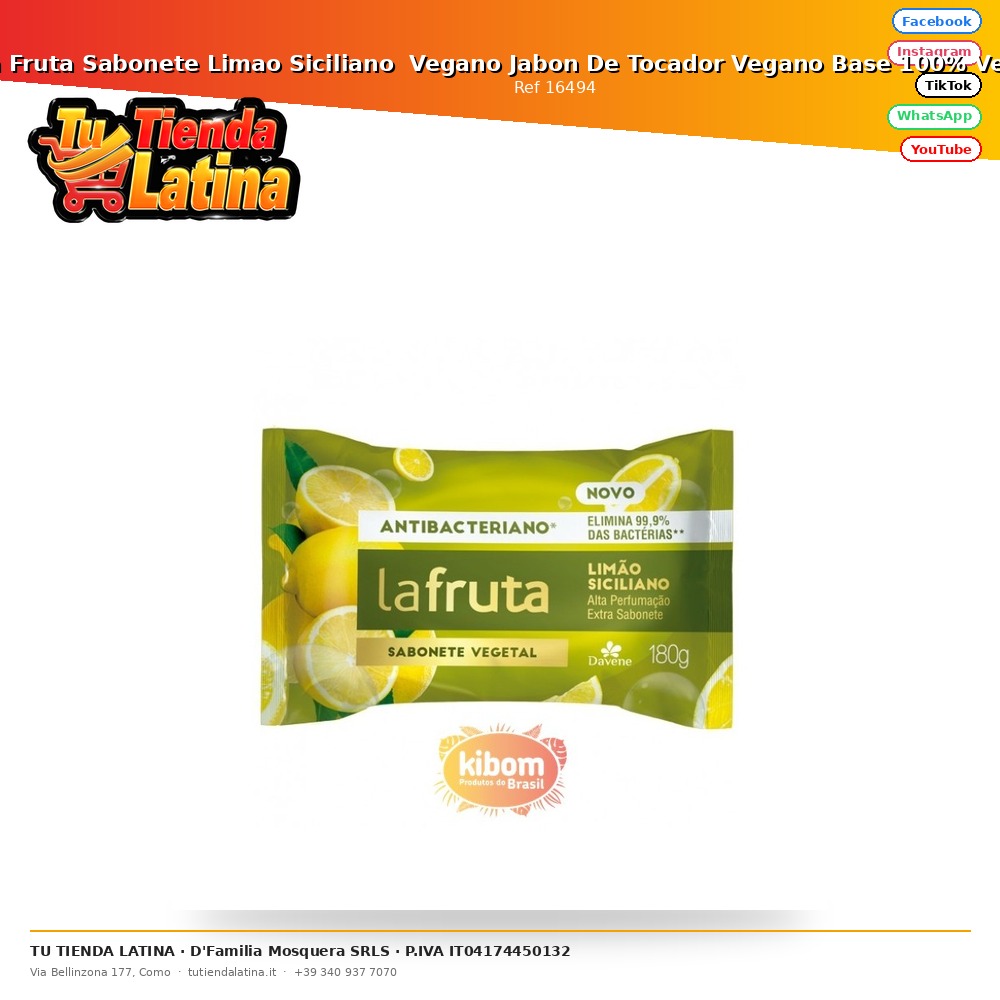 La Fruta Sabonete Limao Siciliano  Vegano Jabon De Tocador Vegano Base 100% Vegetal 180g