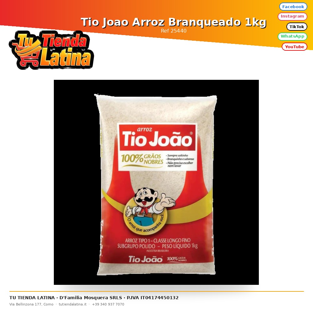 Tio Joao Arroz Branqueado 1kg