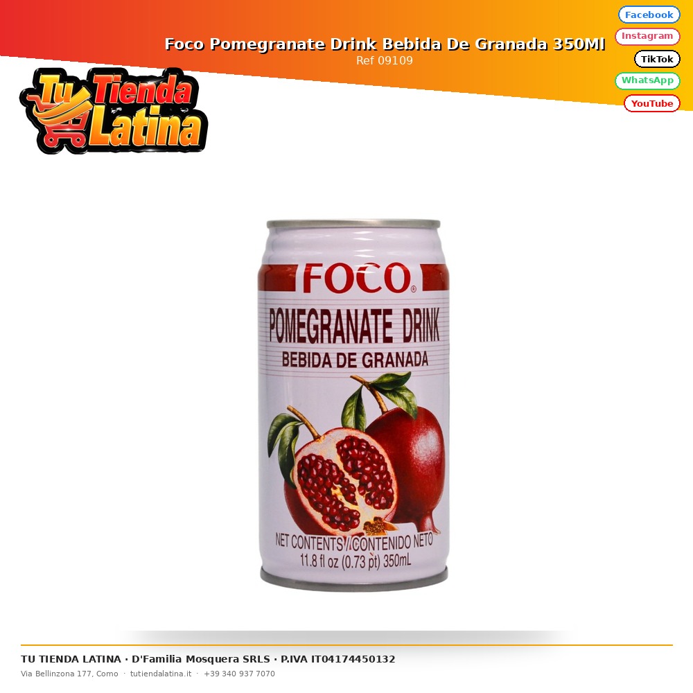 Foco Pomegranate Drink Bebida De Granada 350Ml