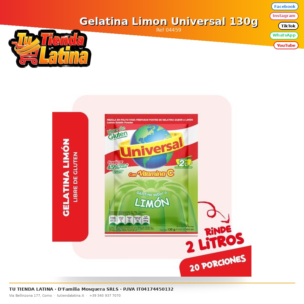 Gelatina Limon Universal 130g