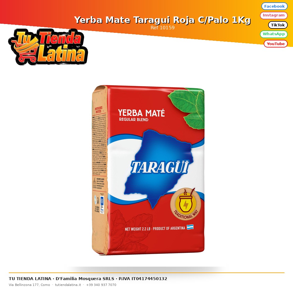 Yerba Mate Taragui Roja C/Palo 1Kg