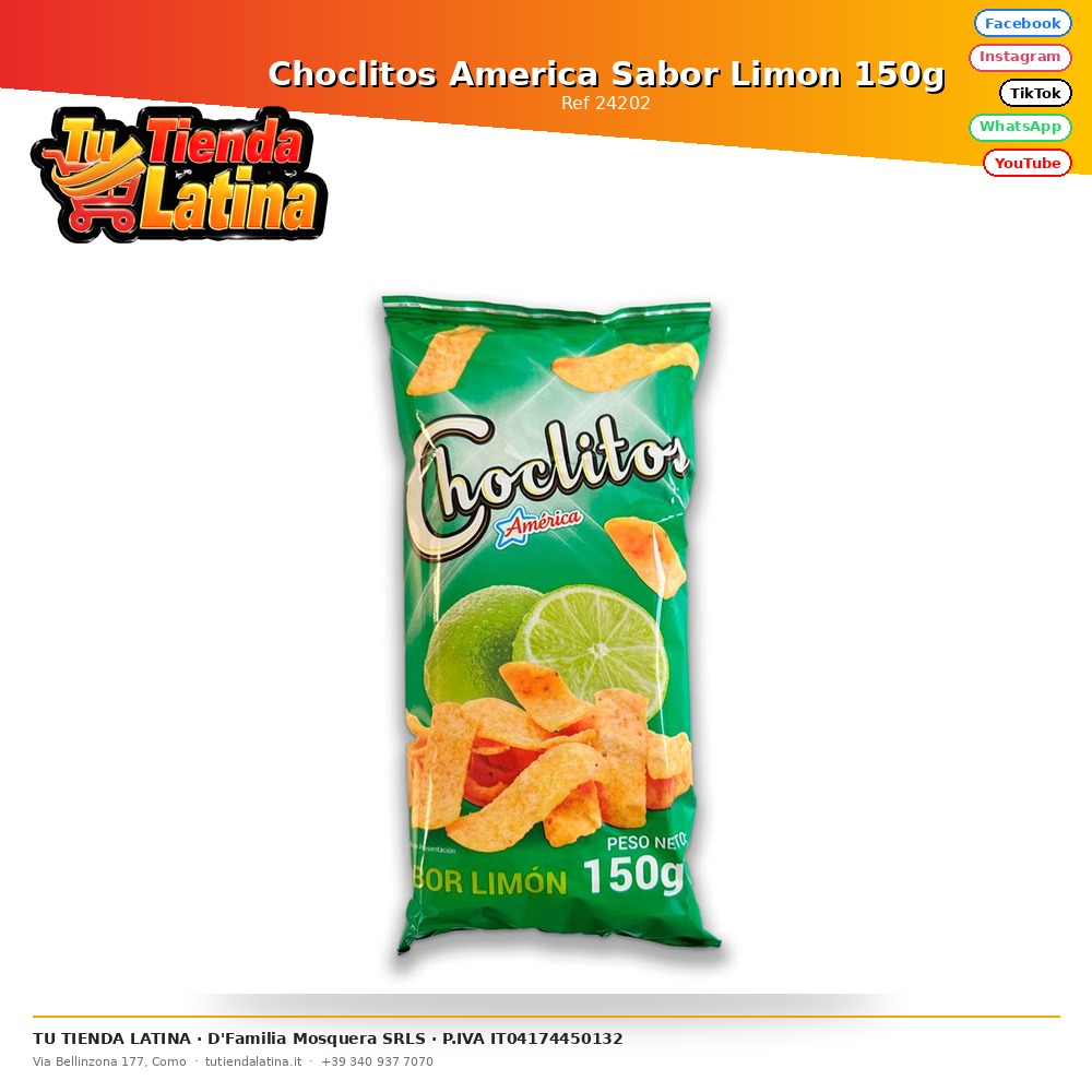 Choclitos America Sabor Limon 150g