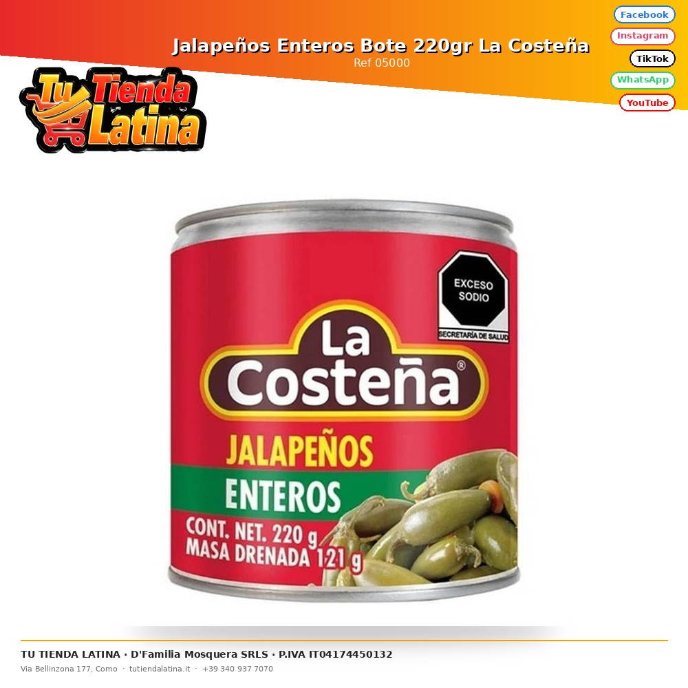 Jalapeños Enteros Bote 220gr La Costeña