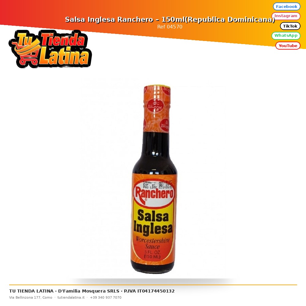 Salsa Inglesa Ranchero – 150ml(Republica Dominicana)