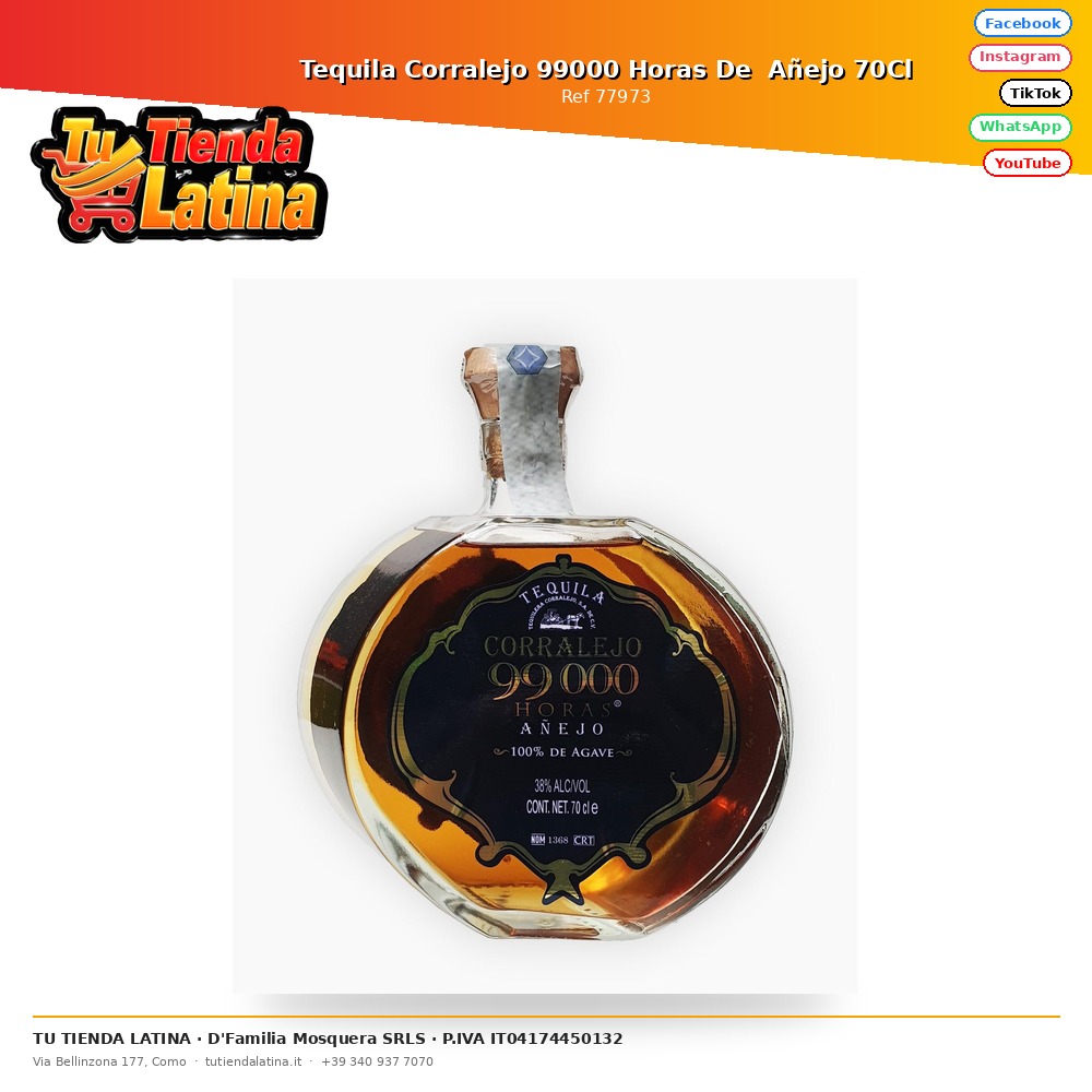Tequila Corralejo 99000 Hours of Añejo 70Cl