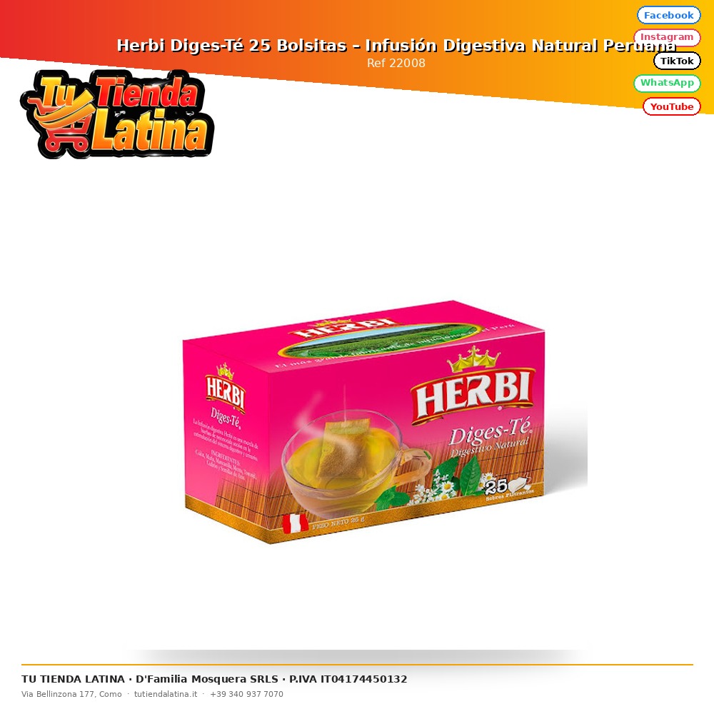 ​Herbi Diges-Té 25 Bolsitas – Infusión Digestiva Natural Peruana