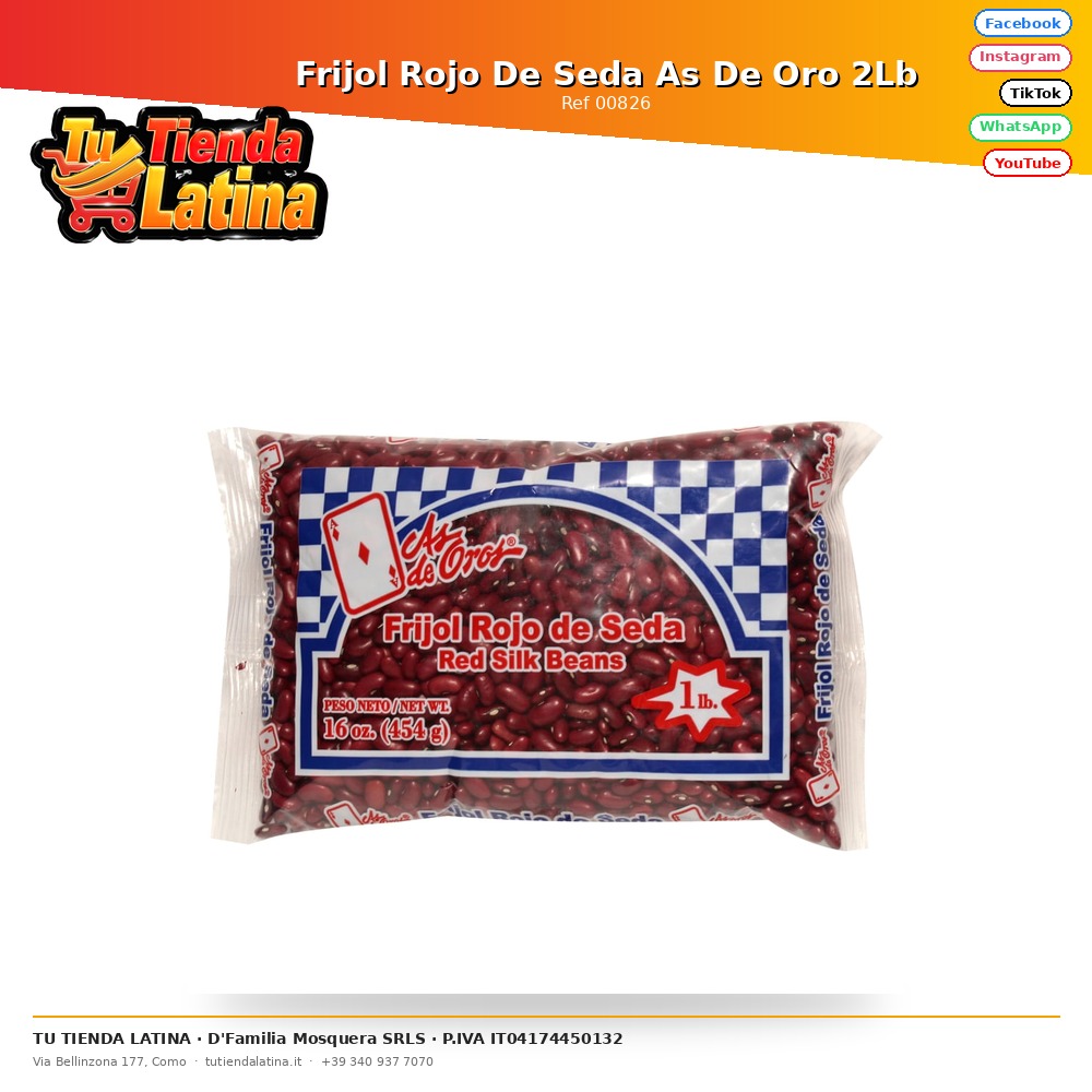 Frijol Rojo De Seda As De Oro 2Lb