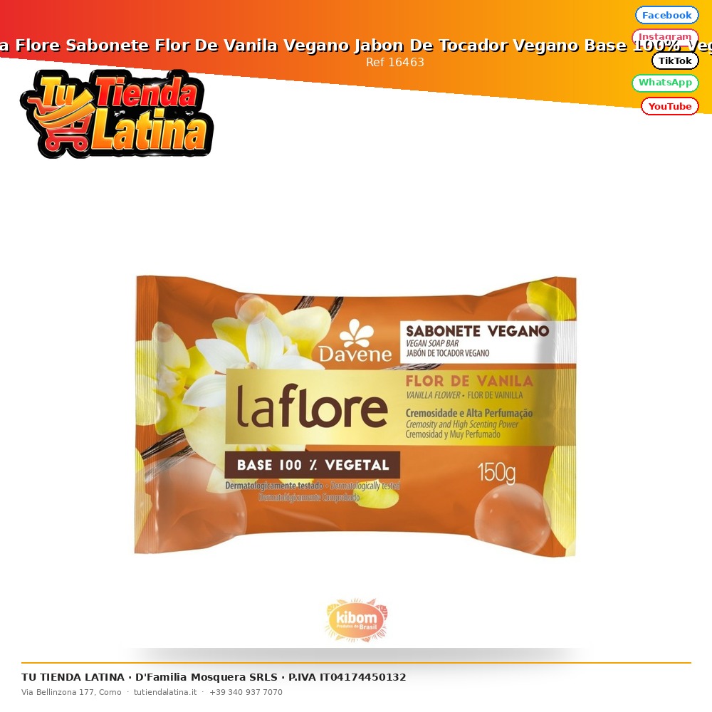 La Flore Sabonete Vanilla Flower Vegan Vegan Toilet Soap 100% Vegetable Base 180g