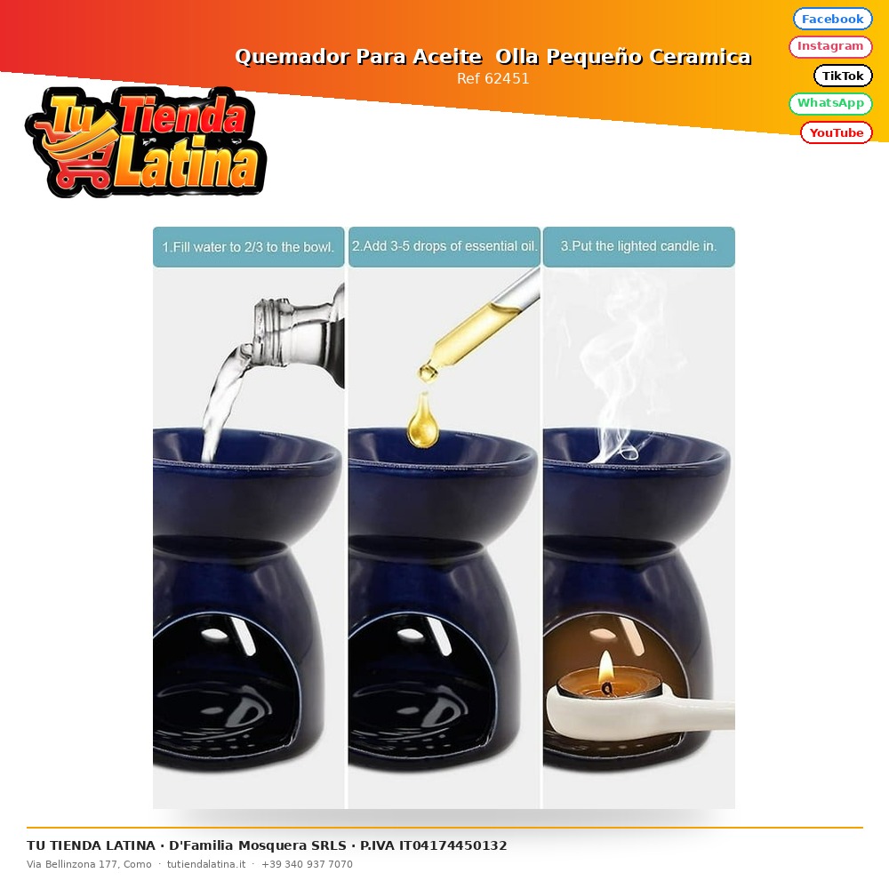 Quemador Para Aceite  Olla Pequeño Ceramica
