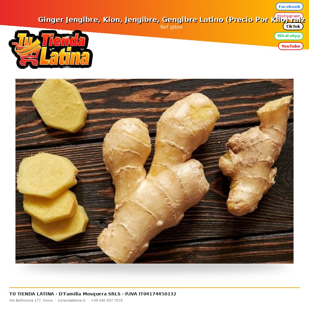 Ginger Jengibre, Kion, Jengibre, Gengibre Latino (Precio Por Kilo) raiz
