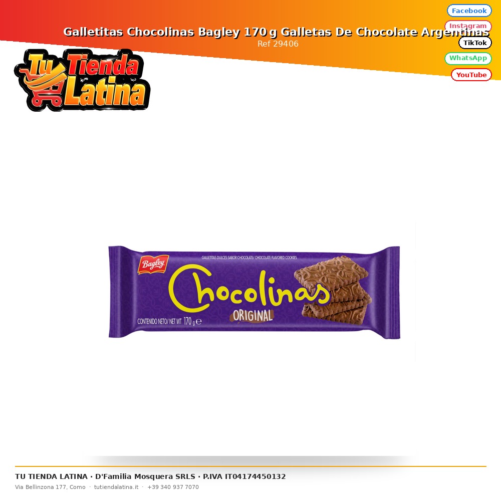 ​Galletitas Chocolinas Bagley 170 g Galletas De Chocolate Argentinas​ 