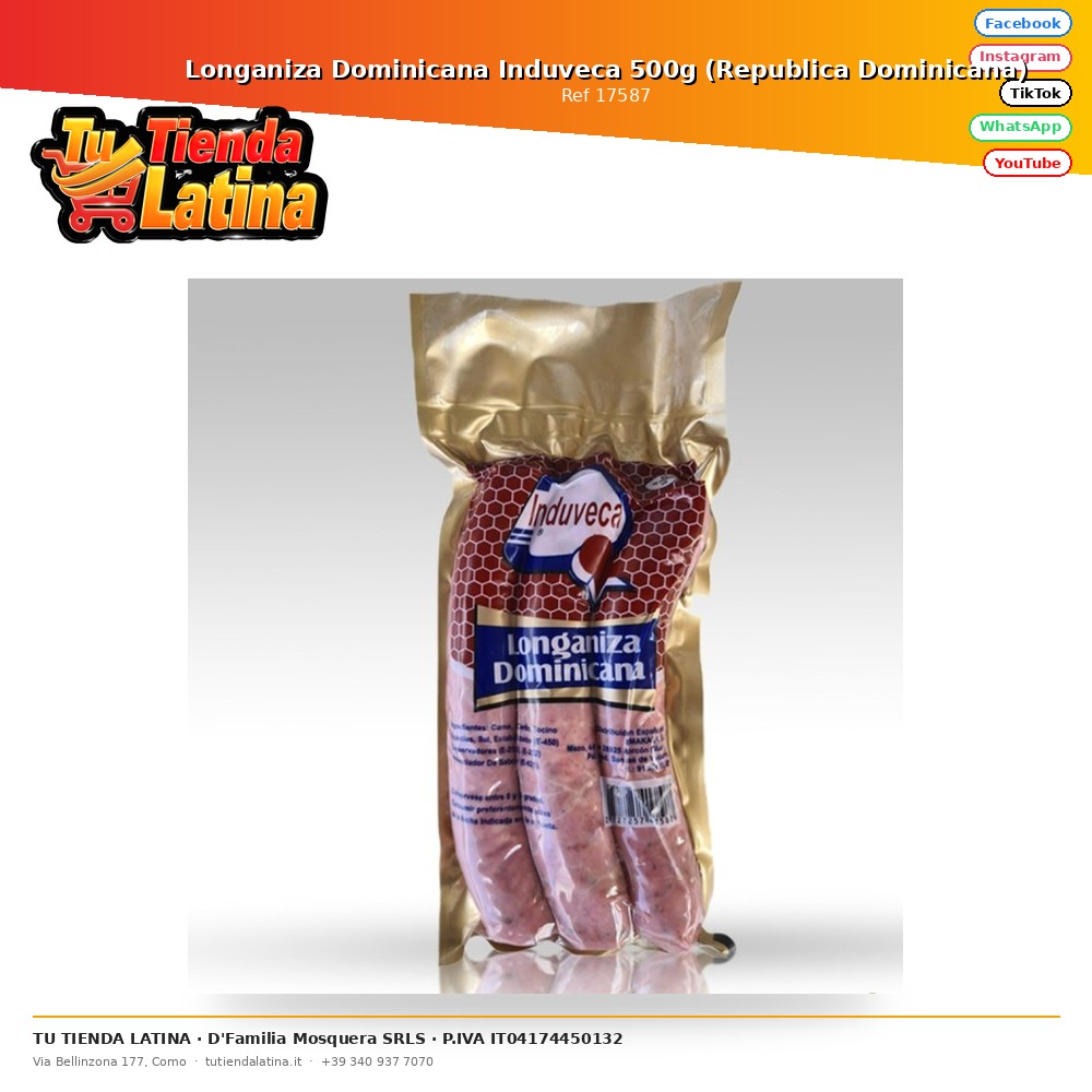 Longaniza Dominicana Induveca 500g (Republica Dominicana)