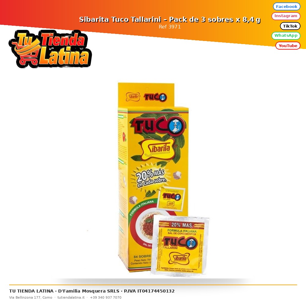 Sibarita Tuco Tallarini – Pack of 3 sachets x 8.4g