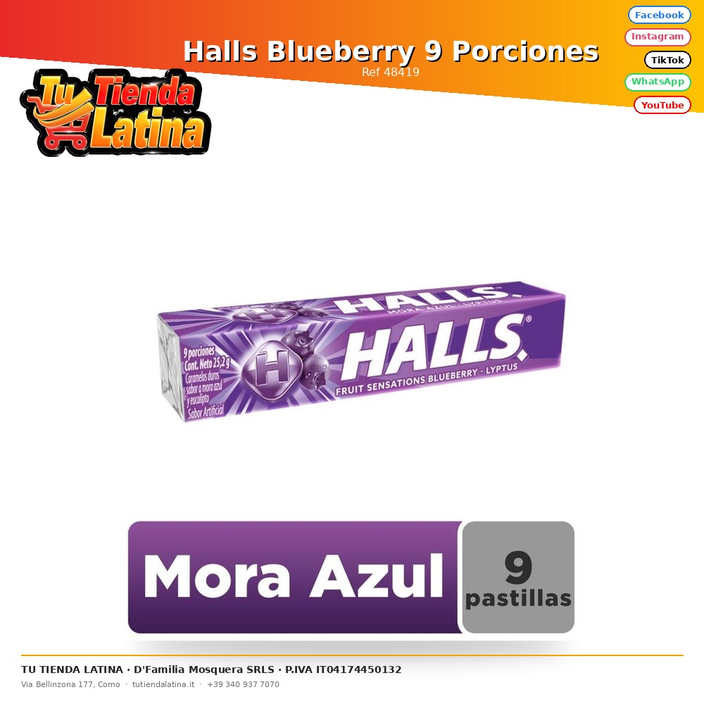 Halls Mirtillo 9 Porzioni