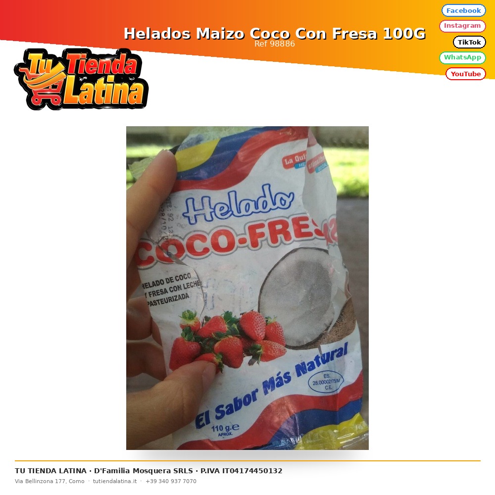 Helados Maizo Coco Con Fresa 100G