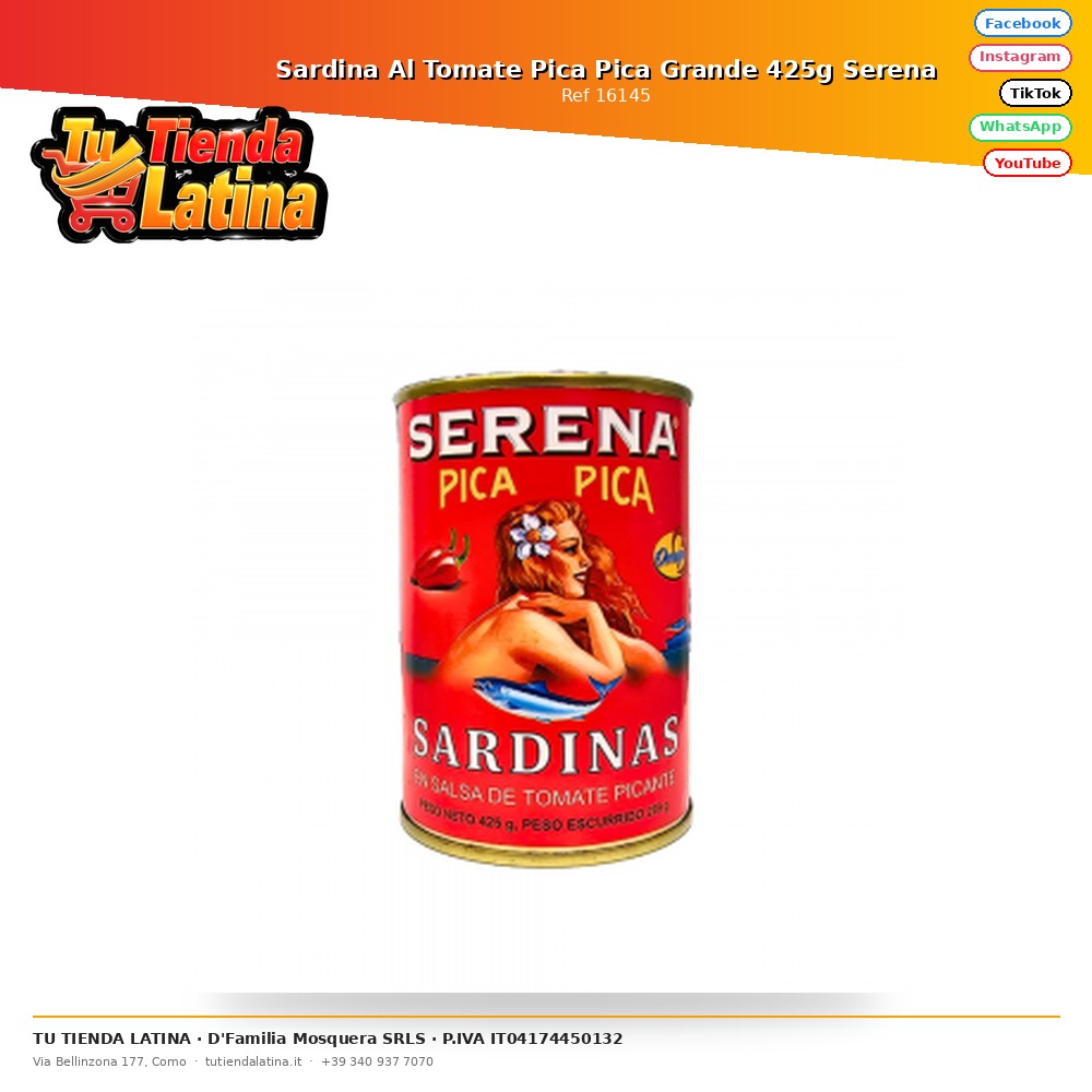 Sardina Al Tomate Pica Pica Grande 425g Serena