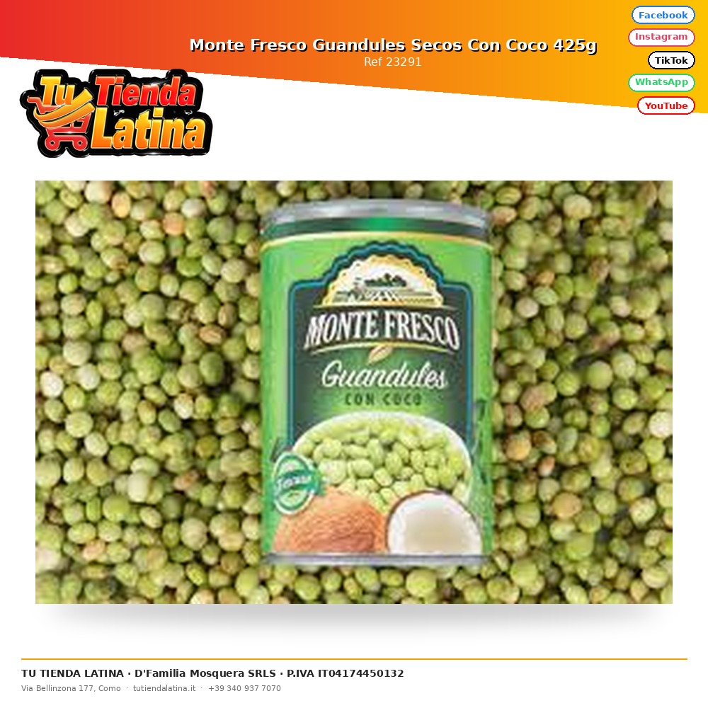 Monte Fresco Guandules Secos Con Coco 425g