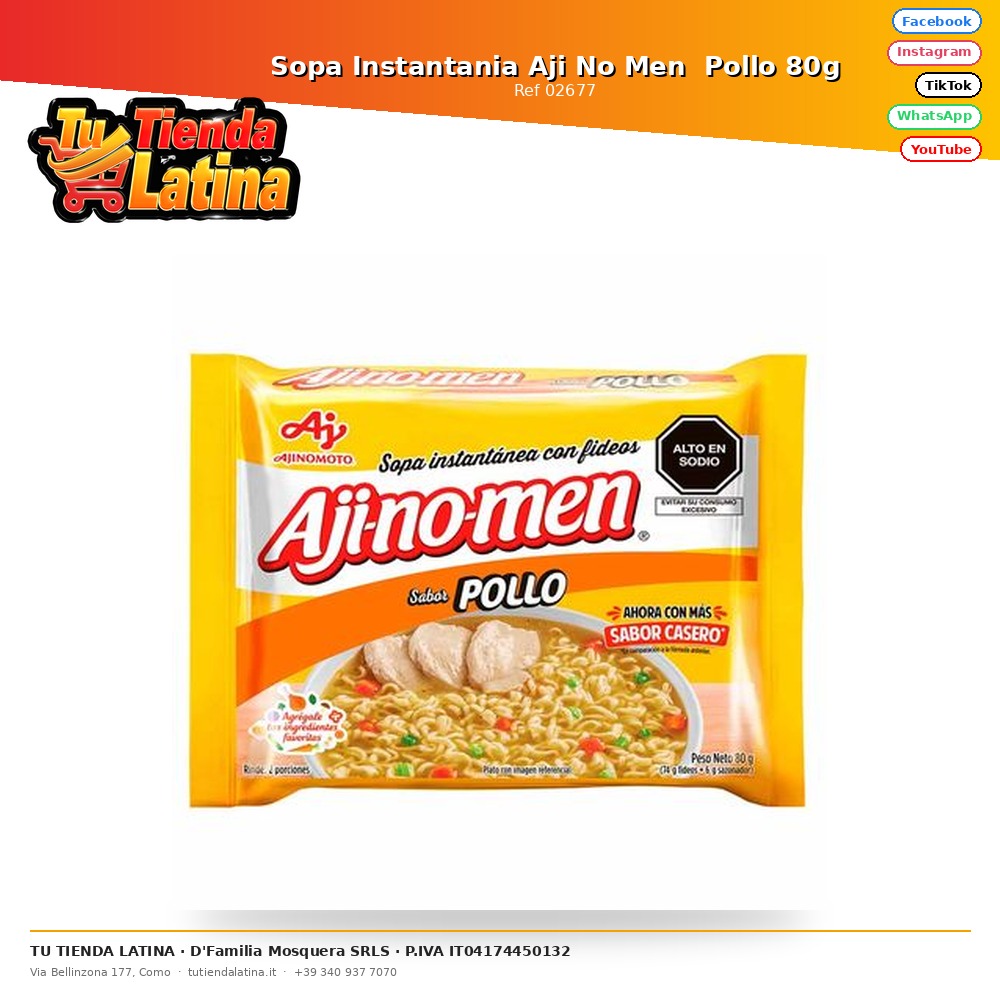 Sopa Instantania Aji No Men  Pollo 80g