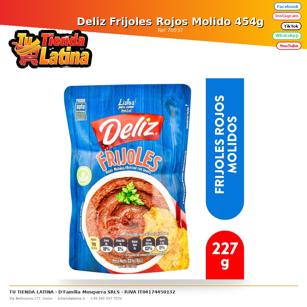 Deliz Frijoles Rojos Molido 454g