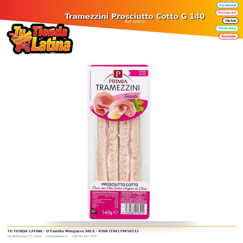 Tramezzini Prosciutto Cotto G 140