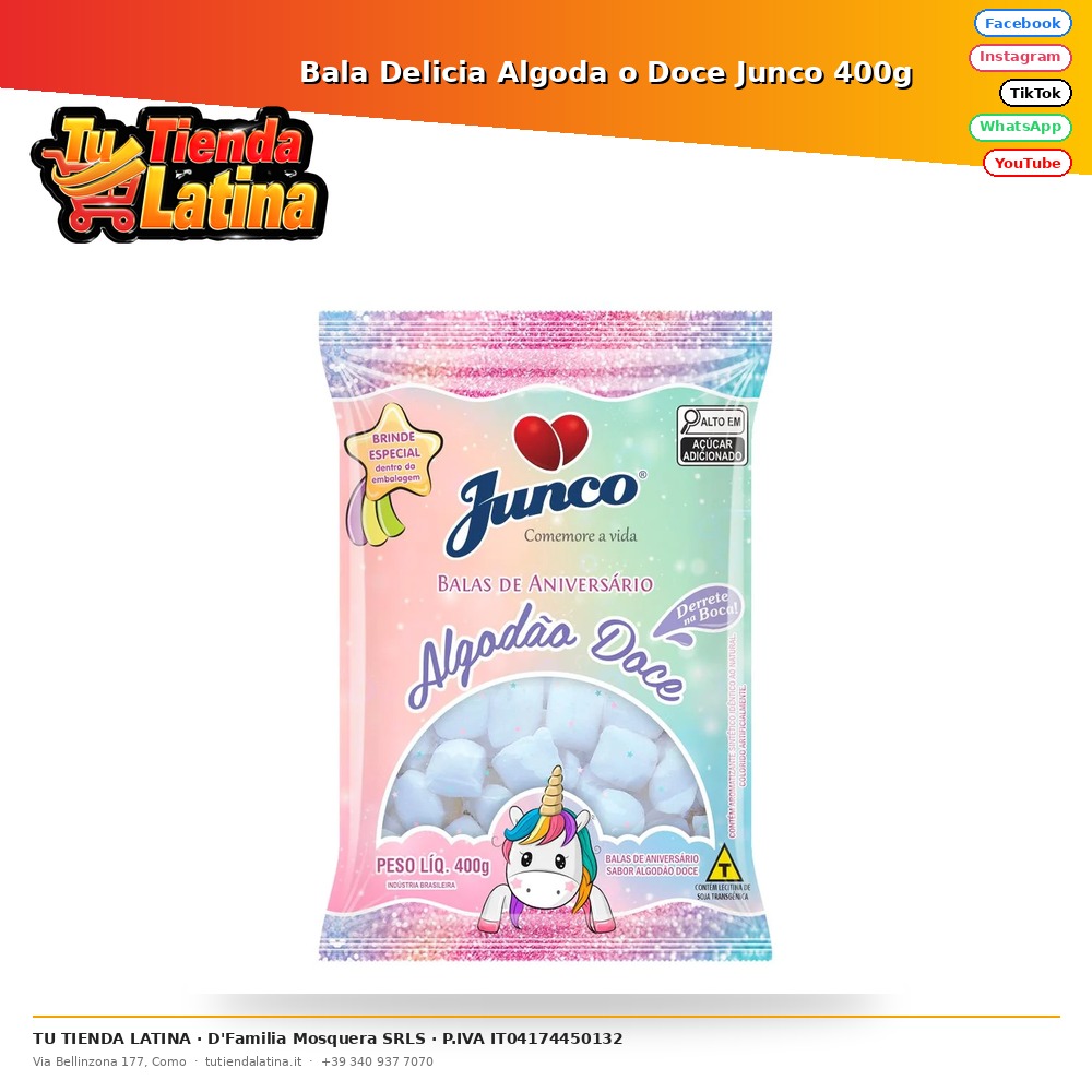Bala Delicia Algoda o Doce Junco 400g