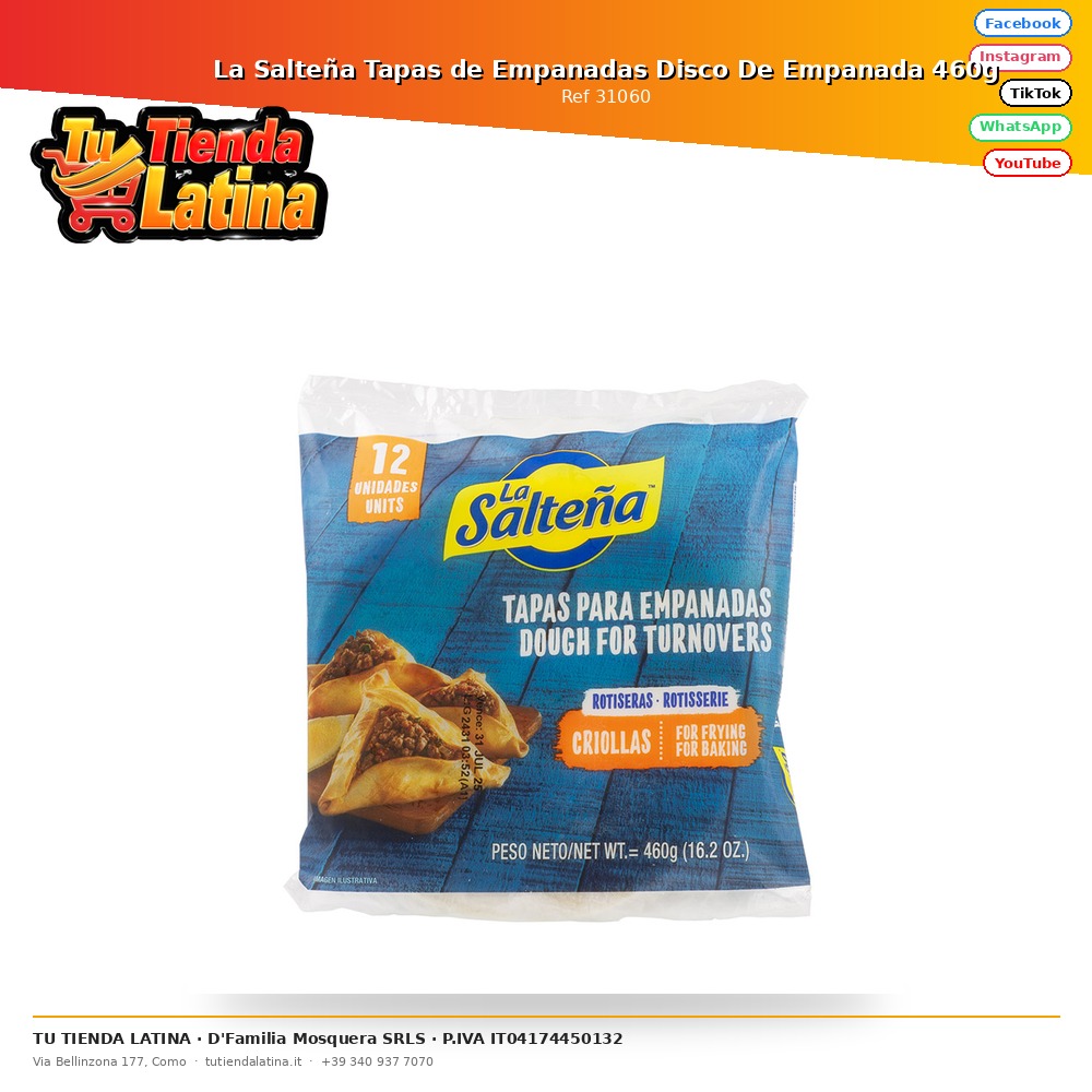 La Salteña Tapas de Empanadas Disco De Empanada 460g