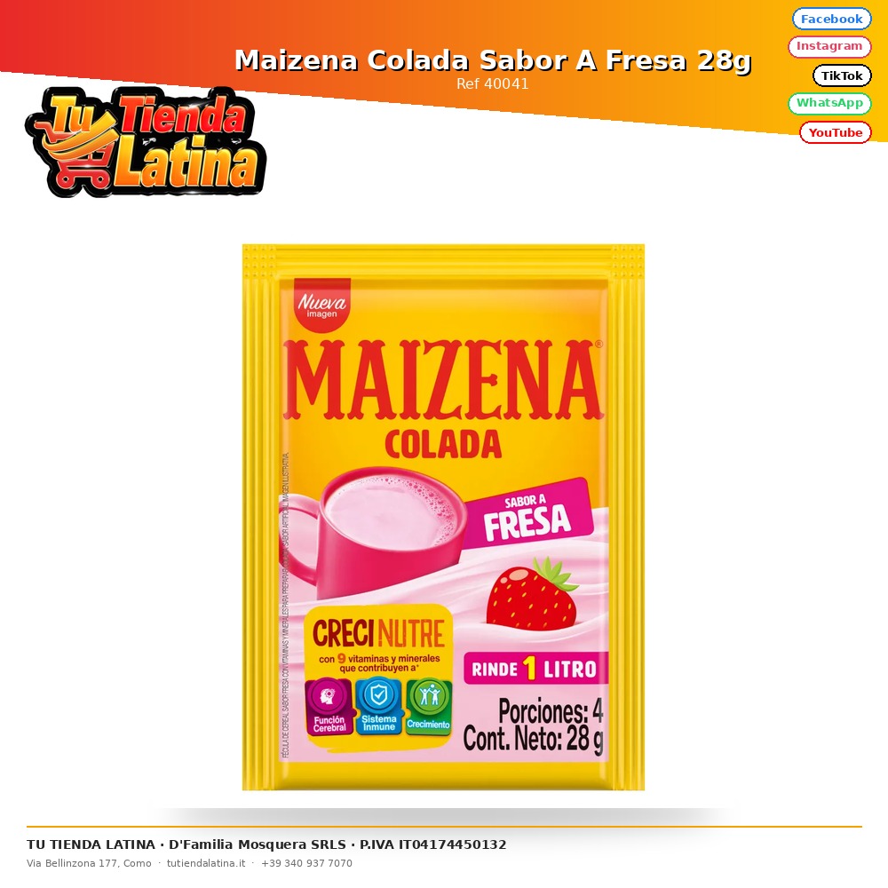 Maizena Colada Sabor A Fresa 28g