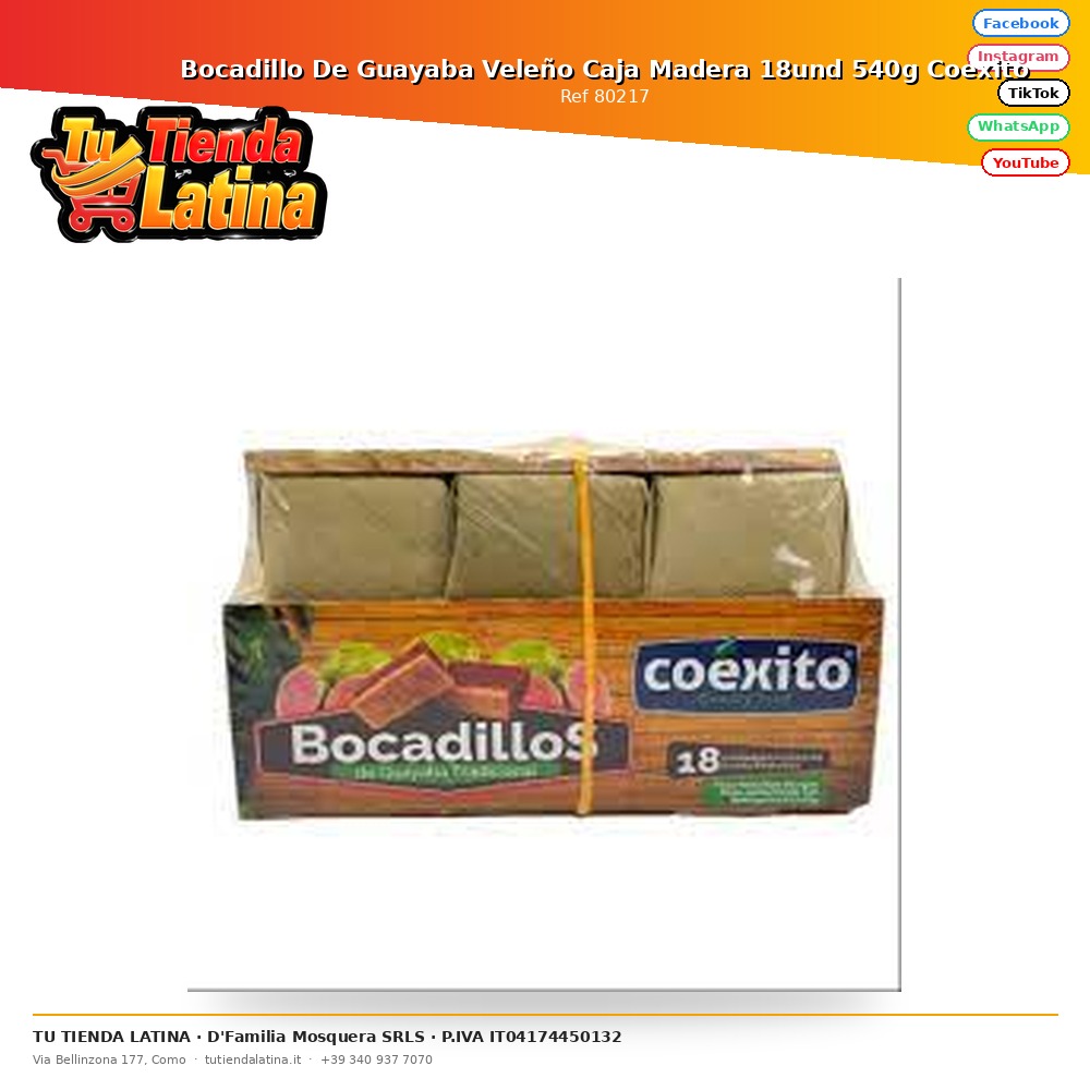 Bocadillo De Guayaba Veleño Caja Madera 18und 540g Coexito