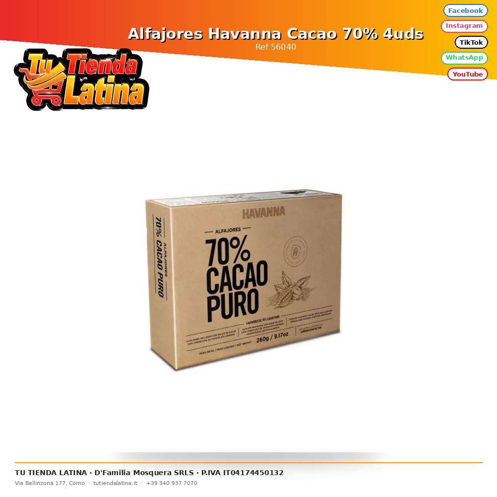 Alfajores Havanna Cacao 70% 4 units