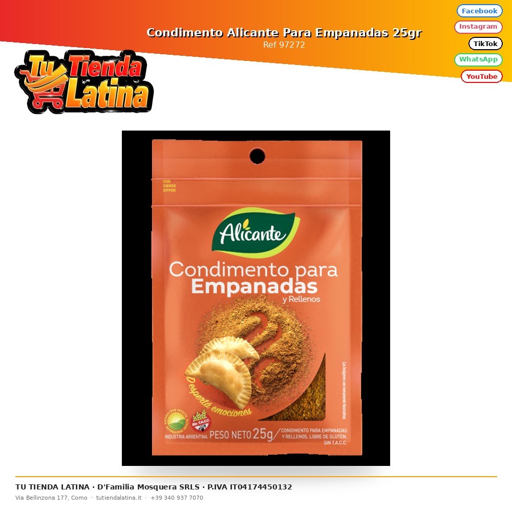 Condimento Alicante Para Empanadas 25gr