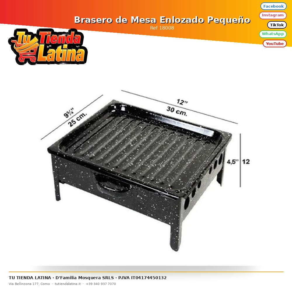 Brasero de Mesa Enlozado Pequeño
