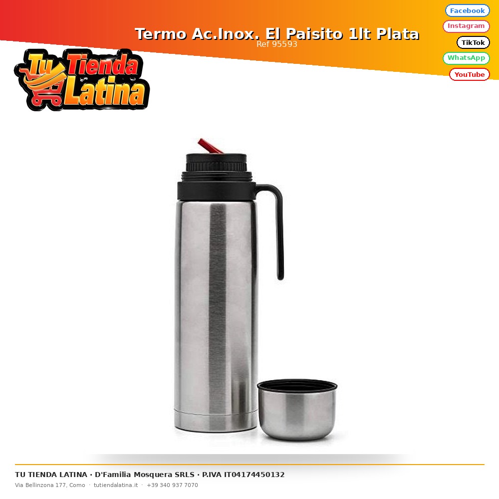 Termo Ac.Inox. El Paisito 1lt Plata