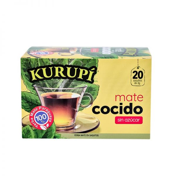 MATE COCIDO SIN AZUCAR KURUPI PAQUETE 20 SAQUITOS C12U