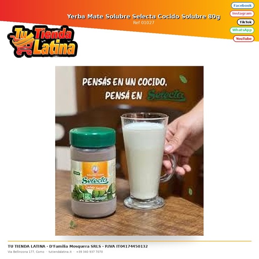 [01027] Yerba Mate Solubre Selecta Cocido Solubre 80g