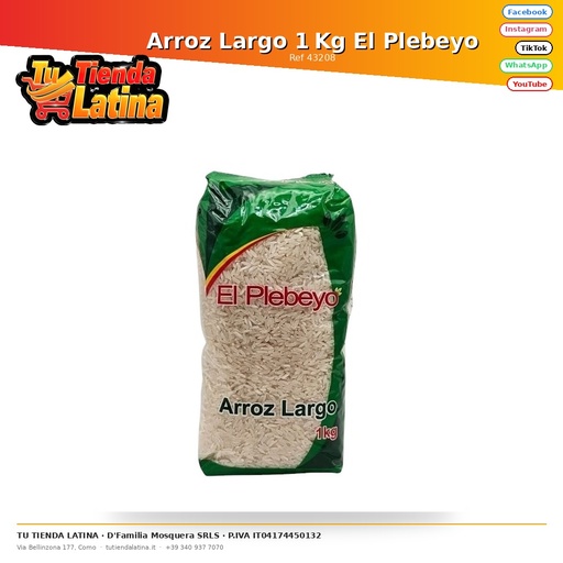 [43208] Arroz Largo 1 Kg El Plebeyo