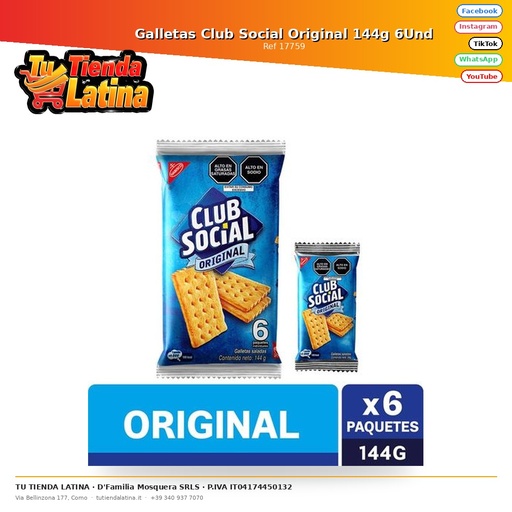 [17759] Galletas Club Social Original 144g 6Und