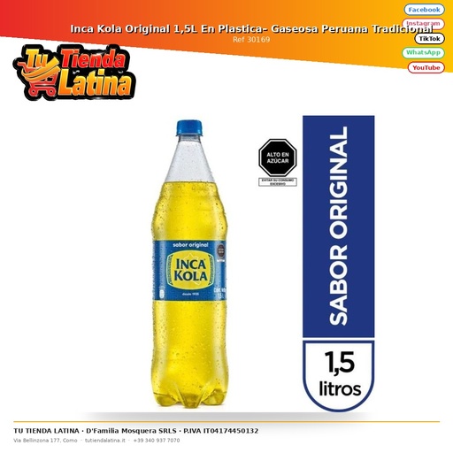 [30169] ​Inca Kola Original 1,5L En Plastica– Gaseosa Peruana Tradicional